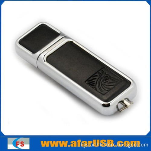 Custom logo usb leather usb flash drive top quality low price usb for promotion